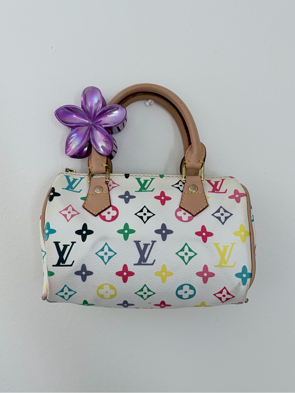 Louis Vuitton Multicolor Monogram Mini Speedy Handbag - White